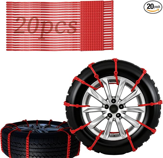 Universal Anti-Skid Snow Tire Chains for Cars SUV Trucks - Adjustable 14-19 Inch Emergency Winter Traction Tire Chains, Easy 