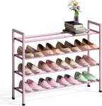 Bumusty 4-Tier Expandable Shoe Rack for Closet, 18“-33” Adjustable Shoe Rack for Small Space, Small Shoe Organizer for Front 