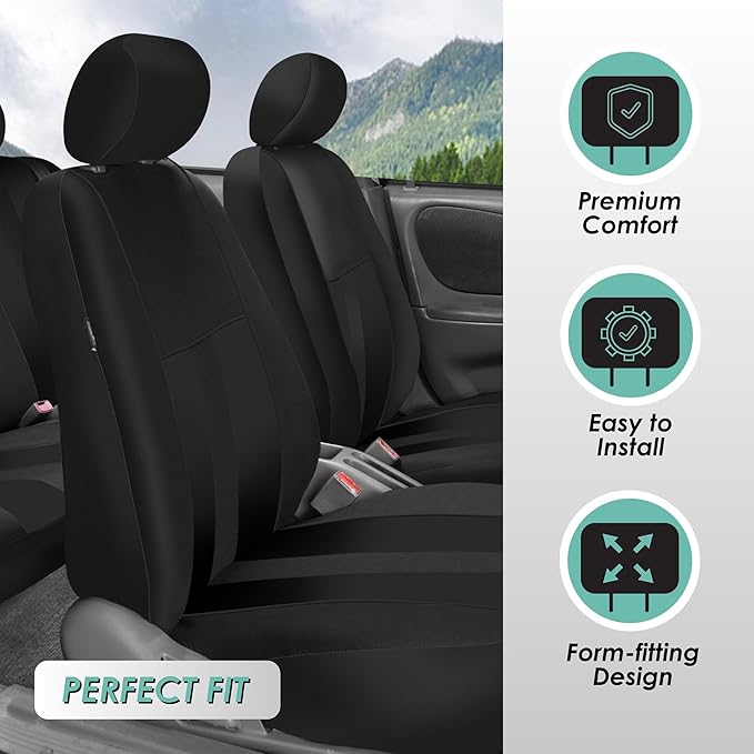 FH Group Car Seat Cover Full Set Striking Striped Car Seat Covers with Front Seat Covers and Rear Split Bench, Universal Fit 