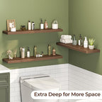Fun Memories Floating Shelves for Wall 40 Inch Set of 3, Farmhouse Floating Shelves with Invisible Heavy Duty Bracket, 10 Inc