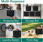 Reusable Grocery Bags Foldable 4-Pk, Heavy Duty Large Reusable Shopping Bags with Handles, Collapsible Tote