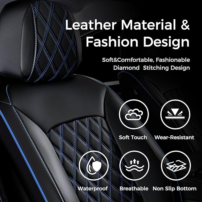 Huidasource Car Seat Covers Front Seats, Leather Front Seat Covers, Truck Seat Covers Universal Fit Front Seat, Airbag Compat
