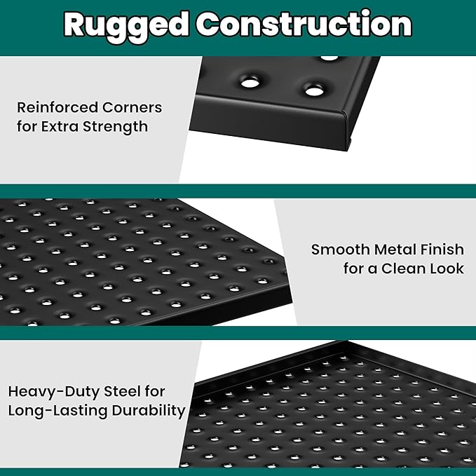 EVERHANGER Metal Pegboard Panels 24" x 12", Heavy Duty Steel Peg Boards for Garage, Pegboard Wall Organizer for Tool Storage 