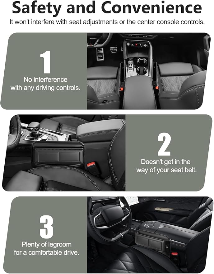 Universal Fit Car Gap Filler, Premium Leather Front Seat Gap Filler Organizer Center Console Seat Side Essentials Organizer with Card Slots, Easy Access to Phone, Sunglasses, Key for Car, SUV Truck