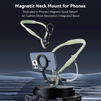 TELESIN Magnetic Neck Mount for Phones, Cell Phone Holder Stand Hanging on Neck POV/Vlog Selfie Hand Free Necklace Phone Strap Video Recording for iPhone 16 15 14 13 12 Seires Android Phones (Green)
