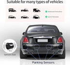 EKYLIN Cordless Parking Sensor, Reverse Sensor System with 4 Car Backup Sensors, LED Distance Display with Sound Warning + 4 Black Parking Sensors for Cars, Vans, RVs, and Trailers