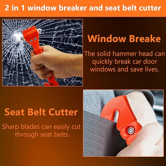 BFXM Car Window Breaker Hammer and Seat Belt Cutter 2-in-1, Emergency Escape Tool, Safety Glass Breaker, Automotive Safety Es