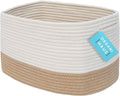 OrganiHaus Cotton Rope Basket for Shelf - Woven Storage Basket for Organizing, Closet & Toy Storage - Honey/Off-White - 15x9x