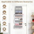 SpaceWhisper Over the Door Organizer, 4 Large Pocket Hanging Storage Organizer with 40lb Capacity, Space Saving for Nursery, 
