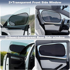XCBYT Tesla Model Y Car window Shades for Baby | 4 PCS Cling Side Window Sun Shade for Sun Blocker, Heat Insulation | Semi-Transparent Car Privacy Window Covers | Transparent Front Driver Window Shade