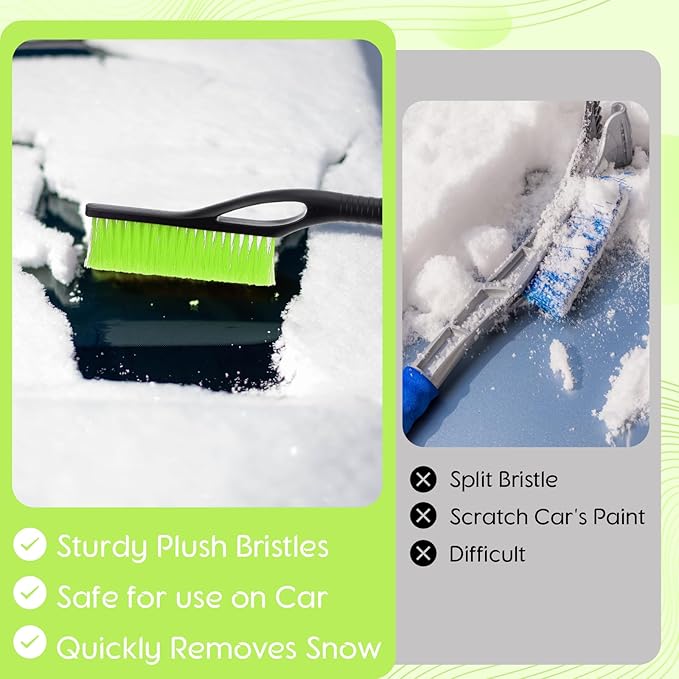 27"-33" Snow Brush and Detachable Ice Scraper with Ergonomic Foam Grip Scalable Range 27" Winter Accessories for Cars Trucks SUV(Green)
