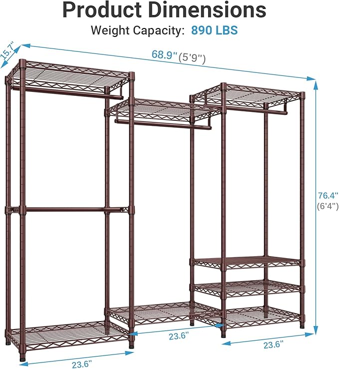 VIPEK V5 Portable Closet Wardrobe Heavy Duty Clothes Rack Metal Freestanding Clothing Racks, Adjustable Custom Closet Racks w