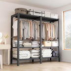 YTLEMON Heavy Duty Clothes Rack with Magnetic Door, Metal Foldable Covered Clothes Rack, Portable Wardroobe Closet System for