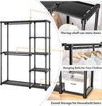 Mavivegue 4-Tier Portable Closet with Shelves & Hanging Rod - Portable Wardrobe Closet for Bedroom, Closet, Dorm - Easy Assem