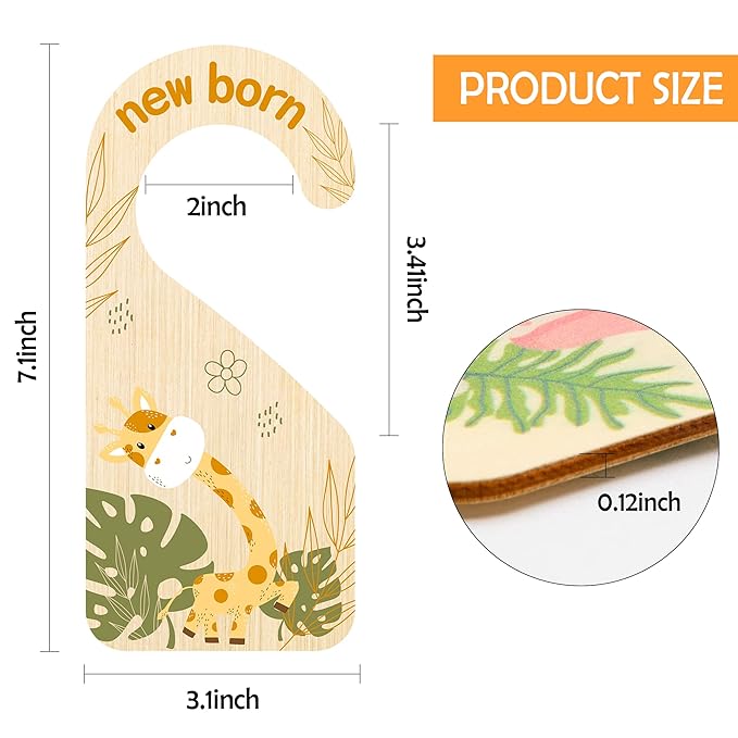 R HORSE 8Pcs Safari Baby Closet Dividers, Double Sided Nursery Hanger Dividers Wood Baby Closet Size Organizers for Boy Girl 