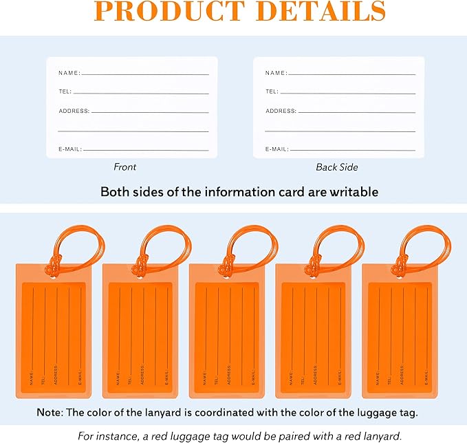 50 Pack Luggage Tags for Suitcases, Airplane Travel Essentials for Flying, International Travel Must Haves, and Luggage Acces
