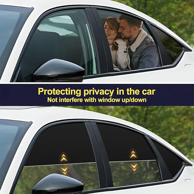 ZATOOTO Car Window Shades for Honda Civic 2017-2024, Side Window Sun Shade with Double Layer Reversible, Black for Blackout Privacy Silver for UV Blocking for Camping Sleeping Travel