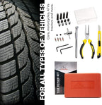 Tire Repair Kit by Boulder Tools - Heavy Duty Plug Kit for Cars, Trucks, Motorcycles, ATVs - Complete Flat Fix Automotive Tools Set with Storage Case, Valve Tool, Pliers, and Repair Plugs
