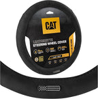 Cat® US Flag Leather Steering Wheel Cover w Metal Flag Emblem, Black Leatherette, Standard 14.5–15.5 Inch, Non Slip Comfort, Car Steering Wheel Cover for Truck SUV Auto, American Flag Car Accessories