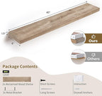 Floating Shelves Reclaimed Barnwood, 8" Deep Solid Wood Floating Shelf Wall Hanging Shelves with Invisible Heavy-Duty Metal B