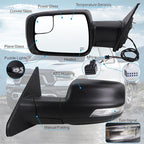 Left Driver Side Mirror Compatible With 2019-2026 Ram 1500 With Manual Folding Heated Turn Signal Puddle Light Temperature Sensor Matte Black Replace#5ZK43KARAH(8+2Pins)