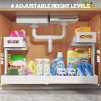1 Pack-16"-26"W Expandable Under Sink Organizer With Upgrade Ball-Bearing Slide,2-Tier Pull Out Under Cabinet Organizer Heigh