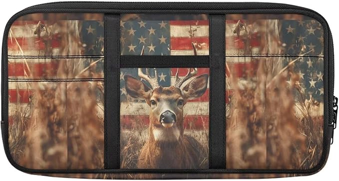 Deer Print Car Sun Visor Organizer 11.81 x 5.9 Inch Car Storage Pouch Holder Multi-Pocket Auto Interior Accessories Pocket Organizer for Card Pen Phone