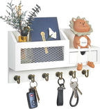 FifthQuarter Key and Mail Holder for Wall, Mail Organizer Wall Mount with 6 Hooks and Storage Drawer, Easy Installation Key R