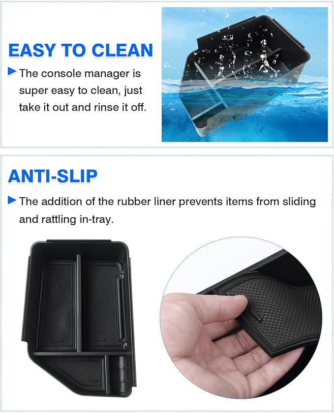 Autorder Center Console Organizer for 2022 2023 2024 2025 Kia EV6 Accessories Armrest Storage Box Secondary Insert Tray with Anti-slip Mat