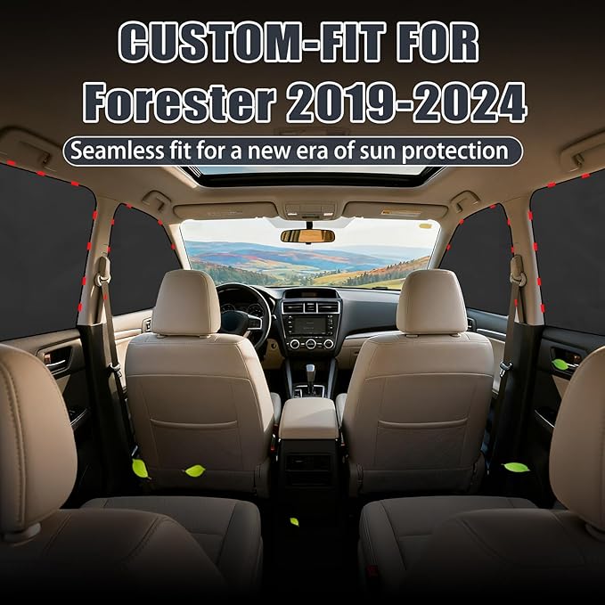 ZATOOTO Car Window Shades for Forester 2019-2024, 4 Pcs Magnetic Car Window Covers - 100% Block Light Privacy Curtains, Side Window Sun Shade for Baby Breastfeeding, Sleeping, Camping