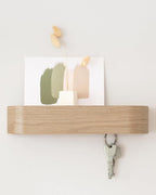 Kazai.® Key Holder 'Toke' | Minimalist Key Hook Design from Berlin | Modern Key Holder Wall Mount with Wooden Shelf | Key Rac
