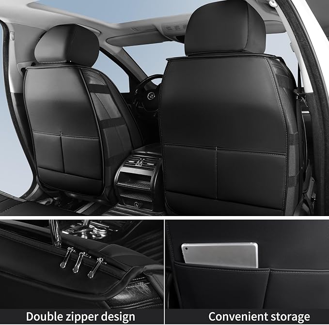 Car Seat Covers Front Pair, Breathable Nappa Leather Seat Covers for Cars, Universal Auto Interiors Car Seat Cushions for Mos