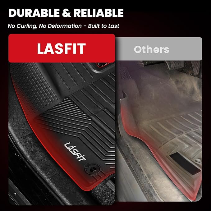 LASFIT Floor Mats for Toyota RAV4 2019-2025 (Not Fit Hybrid) All Weather Automotive Floor Mats for RAV 4 TPE Custom Fit Floor Liner 1st & 2nd Row Car Mat Accessories, Lifespan 5 Years+, Black