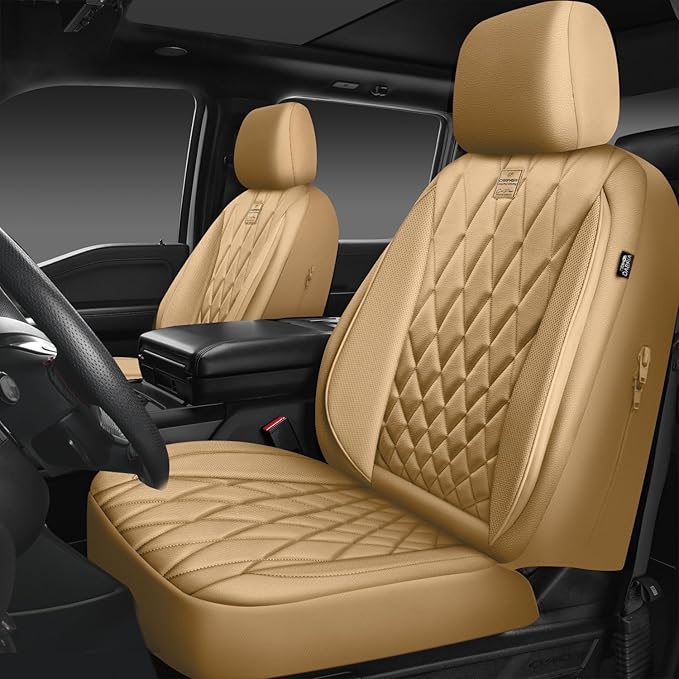 CAR PASS Piping Luxury Leather Seat Covers Full Set,5 Seats Leatherette Anti-Slip Waterproof Seat Covers Compatible with Fron