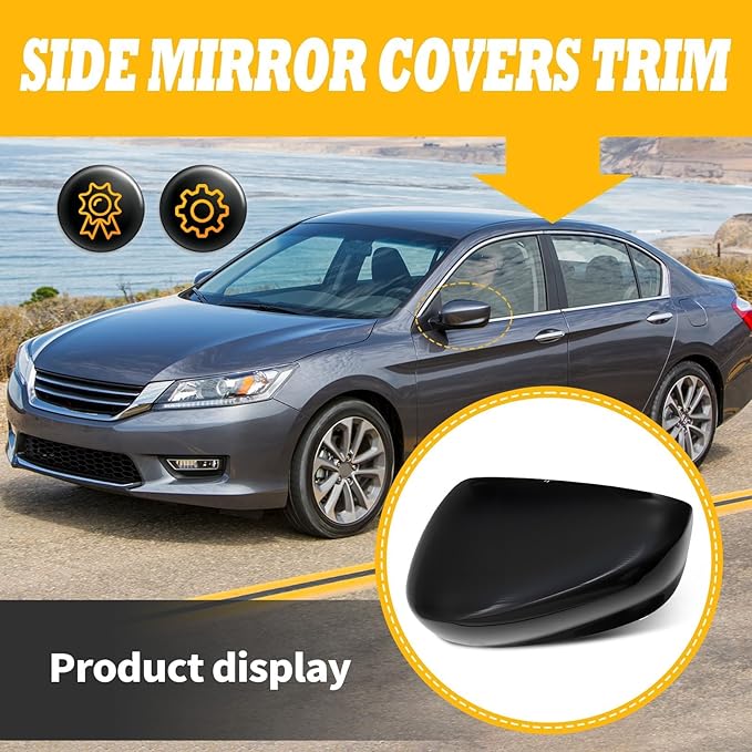 Side Rearview Mirror Cover Caps Compatible with Accord 2008 2009 2010 2011 2012 2012 Black Exterior Side Mirror Cover Rearview Mirror Caps Mirror Housing Left Driver Right Passenger