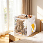 4 Pack Clear Toy Storage Bins with Lids - 12" x 12" Storage Cube Bins, Foldable PVC Boxes with Handles, Storage Organizers fo