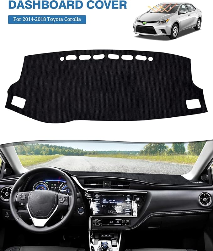 FIILINES Dash Cover for 2014-2018 Toyota Corolla, Dashboard Mat Accessories Dash Cover Sunshade Nonslip Mesh Protector No Gla