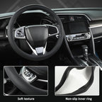 West Llama Thin Car Steering Wheel Cover, Universal 14.5-15 inch Nappa Leather Steering Wheel Cover, Ultra Thin, Anti-Slip, B