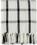 CREVENT 50"X60" Farmhouse Breathable Soft and Warm Chenille Plaid Throw Blanket for Sofa Couch Bed, Home Decoration Throw wit
