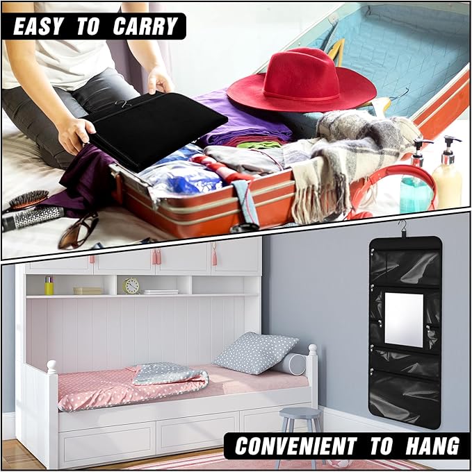 Hanging Toiletry Bag with Mirror for Men Women Travel Kit Large Foldable Beauty Dance Makeup Bag Organizer Storage Waterproof