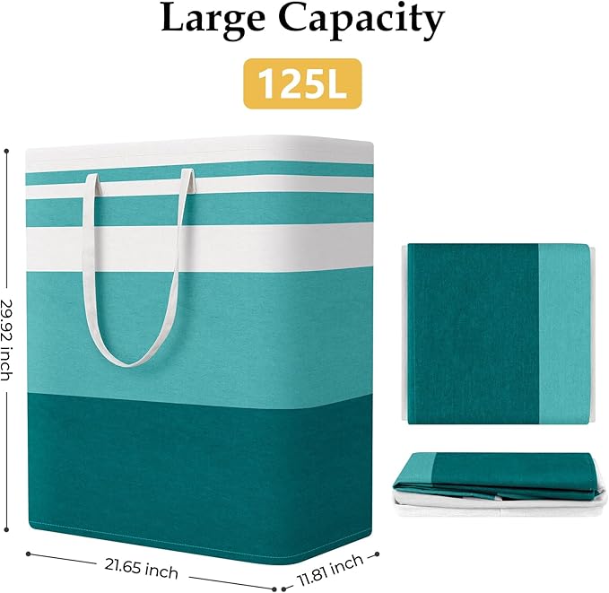 StorageRight Large Collapsible Laundry Basket Hamper with Easy Carry Handles，Freestanding Clothes Hampers for Laundry, Bedroo