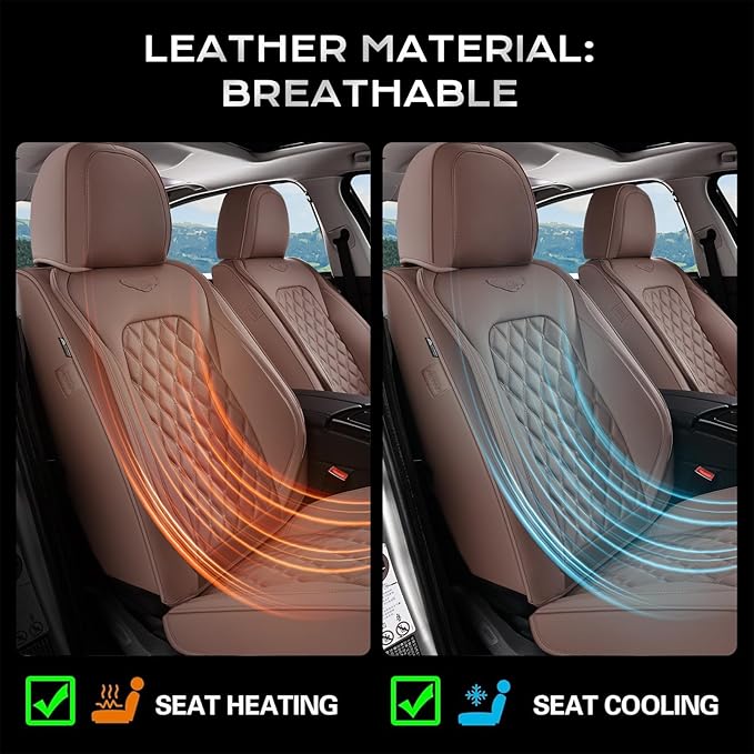 Coverado Front Seat Covers, Luxury Faux Leather Durable Anti-Scratch Cushions, Universal Fit for Cars, SUVs, Pickups, Waterpr
