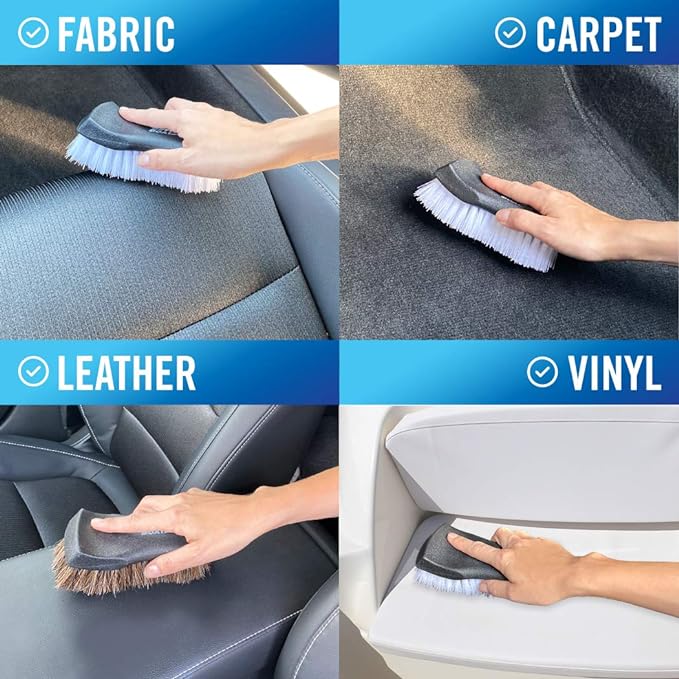 Upholstery Brush Set, Carpet and Car Cleaning Brushes, Horsehair Detailing Brush for Upholstery Cleaner, Leather, Interior, B
