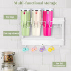CINPIUK Water Bottle Organizer Holder, Magnetic Mug Hook Storage for Stanley & Large Tumbler, Space Saving Wall Mount Mug Org