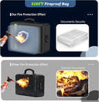 Fireproof Document Bag, Insulated Large Document Box with Lock, Important Document Organizer with Waterproof Zipper, Portable