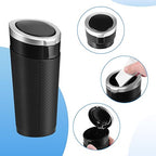 Car Trash Can Bin with Lid, 2 Packs Mini Leakproof Garbage Can for Vehicle, Cup Holder Trash Can, Small Trash Bin for Cars, Home, Bedroom, Office (Silver)
