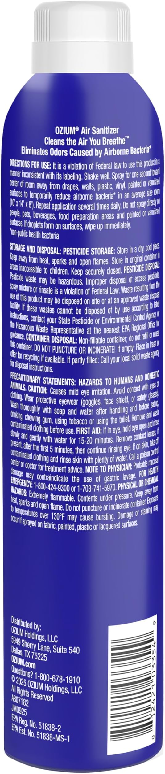 Ozium Air Sanitizer Spray - Room Odor Eliminator for Home, Car, and Office - New Car - 8 oz Can - 1 Pack