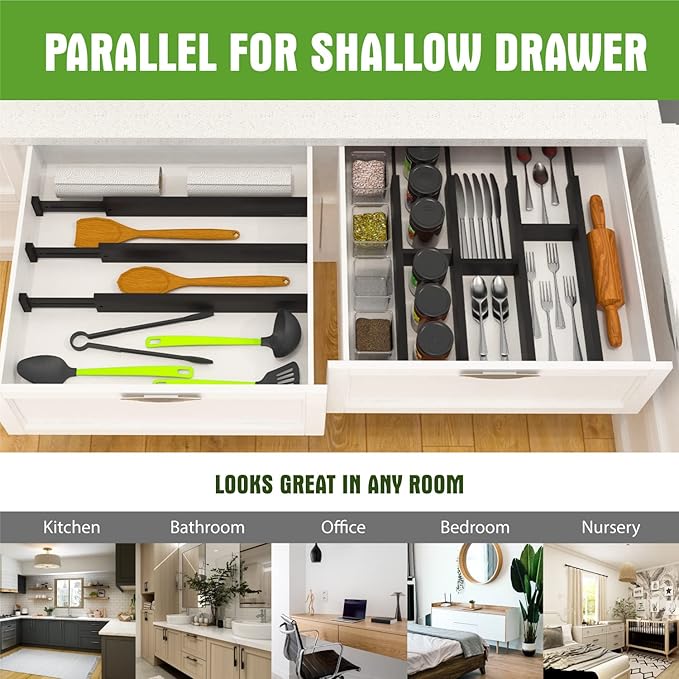 ANTOWIN Bamboo Drawer Dividers Organizers, Expandable Drawer Separators Splitter,17-22 inches Long Adjustable Spring-loaded O