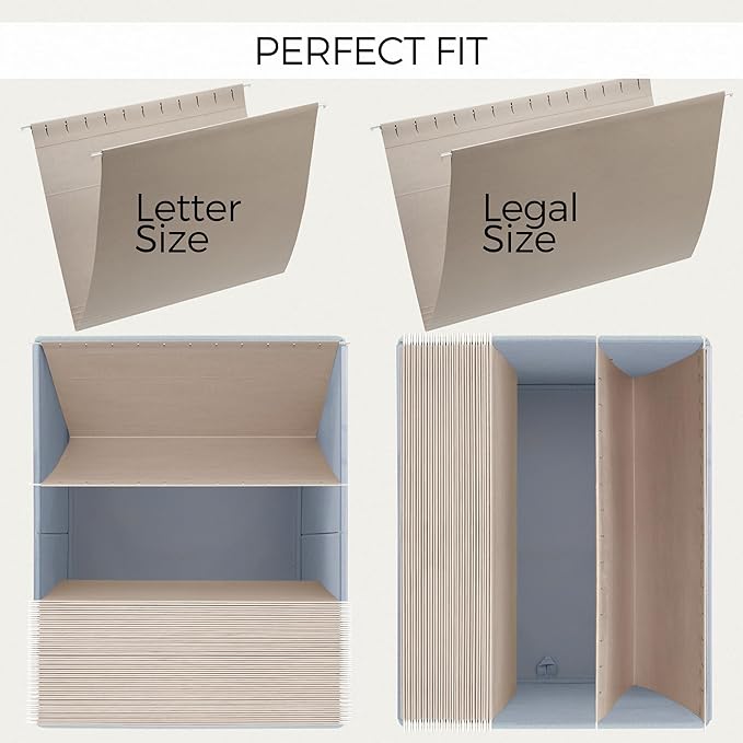 ZICOTO Decorative File Organizer Box Set of 2 - Collapsible Linen Filing Cabinets w/Handles Are Perfect to Store all Your Doc