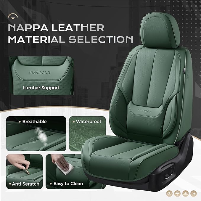 Coverado Seat Covers, Car Seat Covers Front Seats, Car Seat Cover, Car Seat Protector Waterproof, Car Seat Cushion Nappa Leat